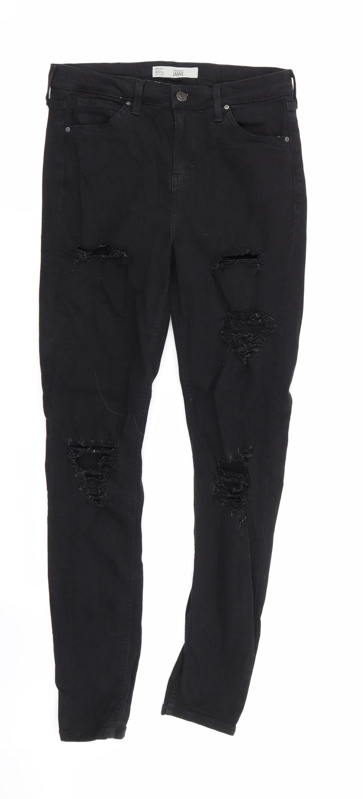 Topshop Womens Black   Skinny Jeans Size 30 in L24 in - RIPPED JEANS