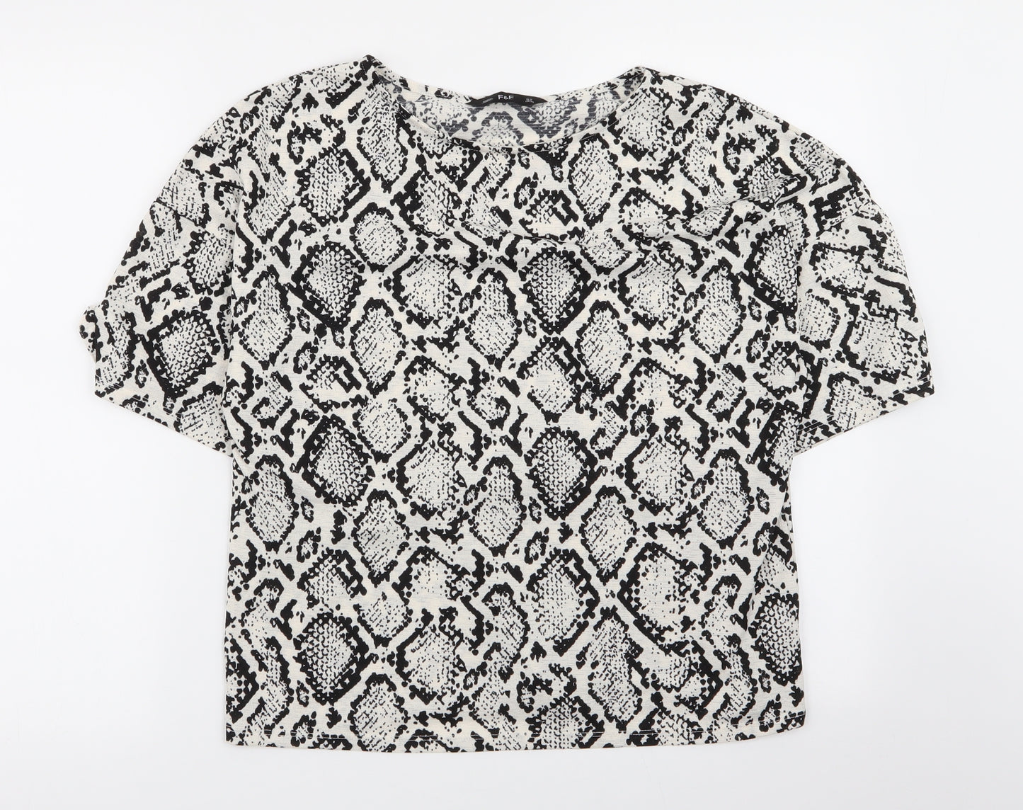 F&F Womens Multicoloured Geometric  Basic T-Shirt Size 10