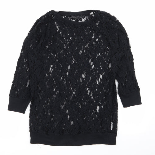 Topshop Womens Black Floral  Pullover Jumper Size 10