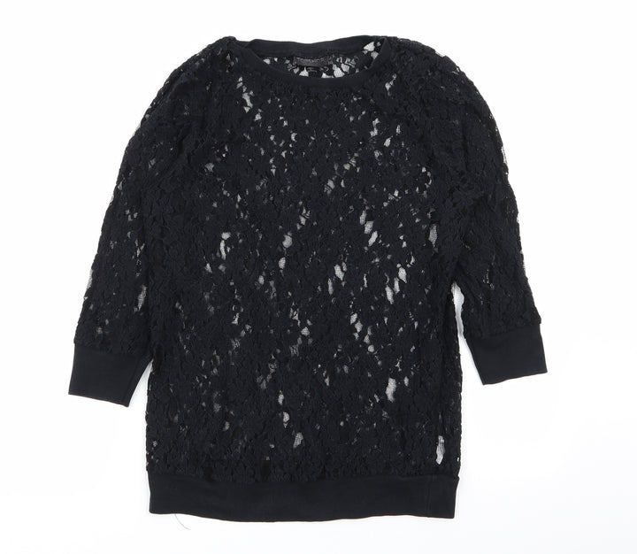 Topshop Womens Black Floral Pullover Jumper Size 10