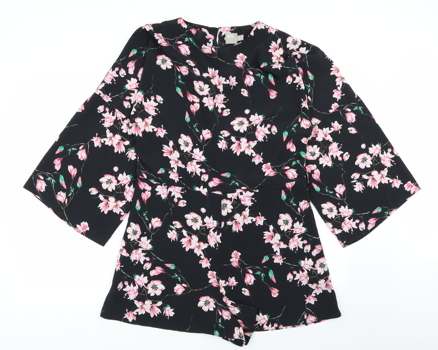 ASOS Womens Black Floral  Playsuit One-Piece Size 16