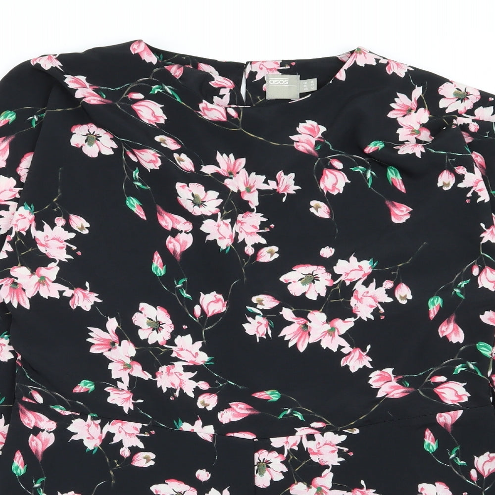 ASOS Womens Black Floral  Playsuit One-Piece Size 16