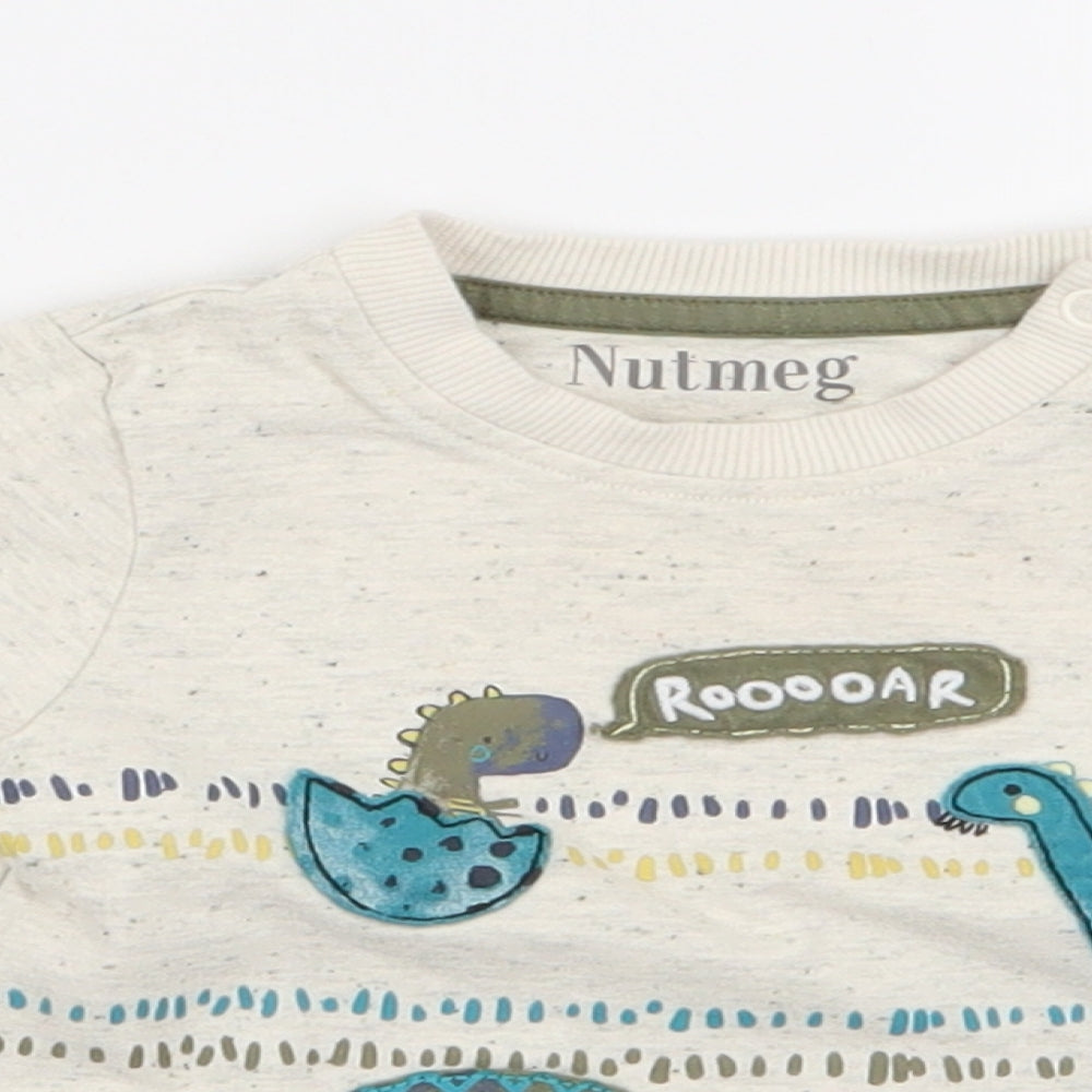Nutmeg Boys Beige Animal Print  Basic T-Shirt Size 3-6 Months