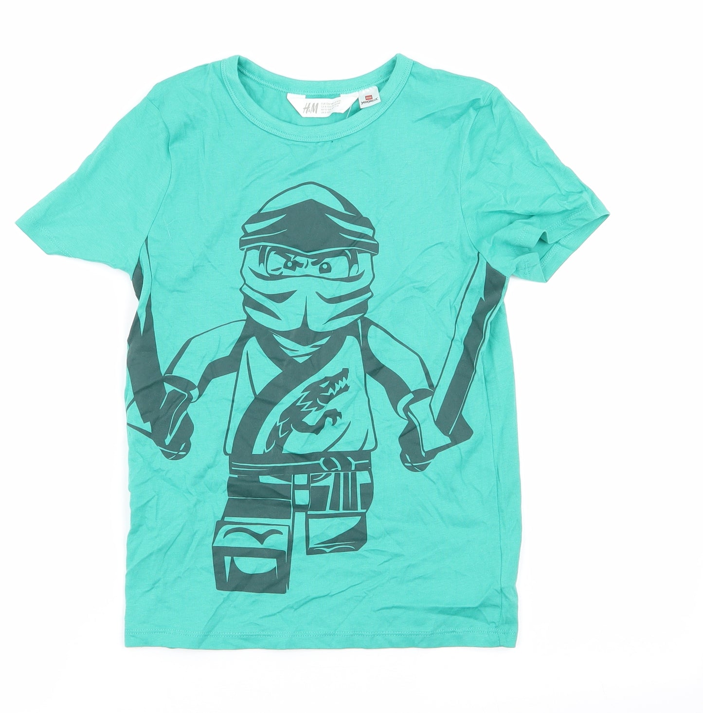 H&M Boys Green Geometric  Basic T-Shirt Size 8-9 Years