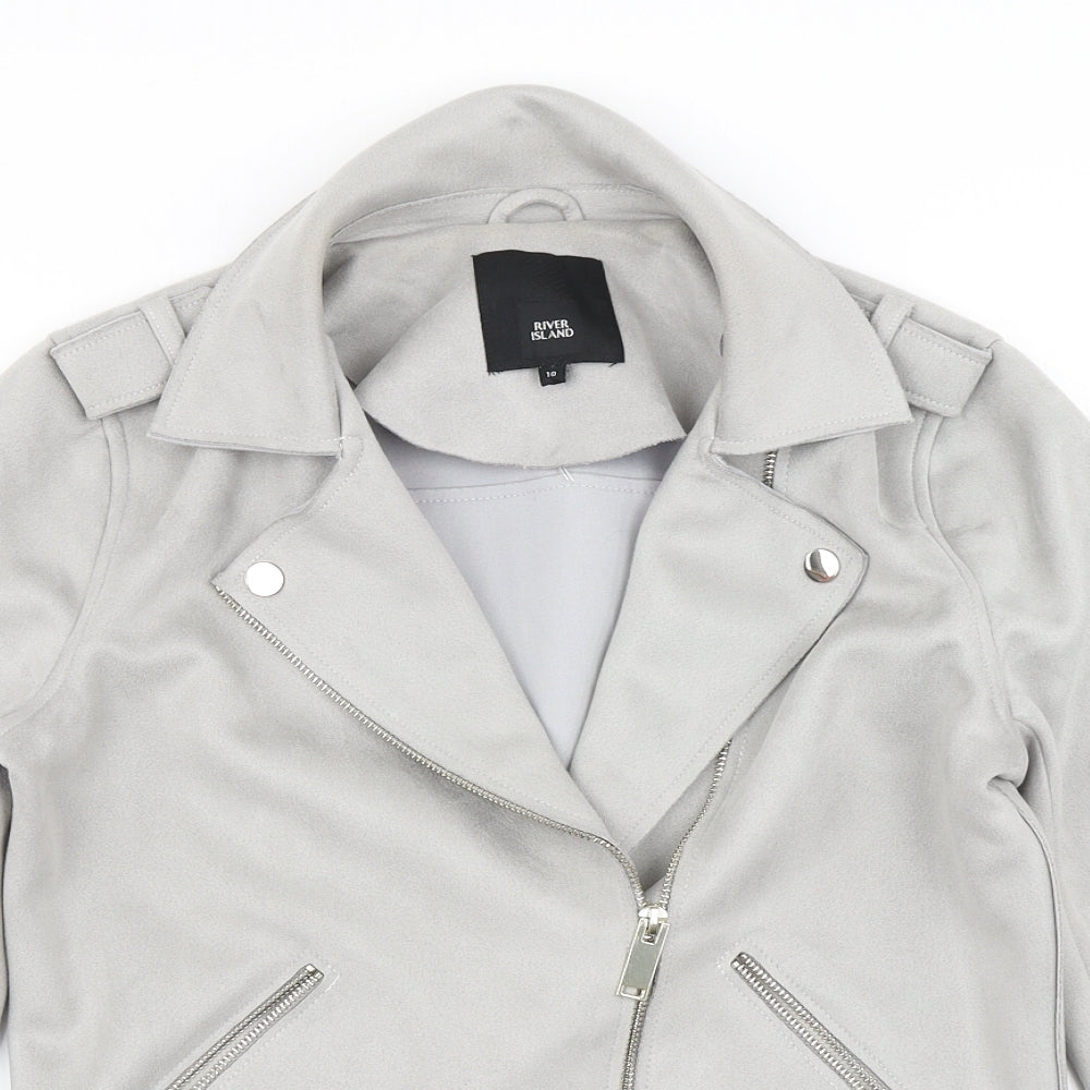 River Island Womens Grey   Biker Coat Size 10