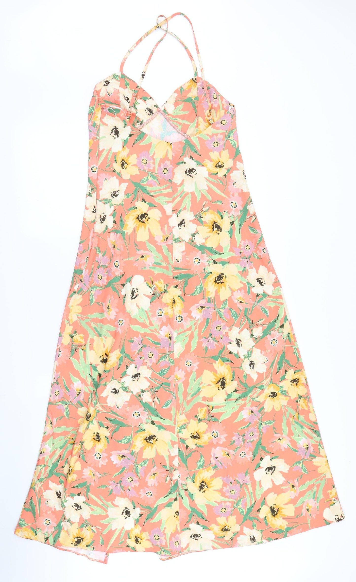 New Look Womens Orange Floral  Fit & Flare  Size 10