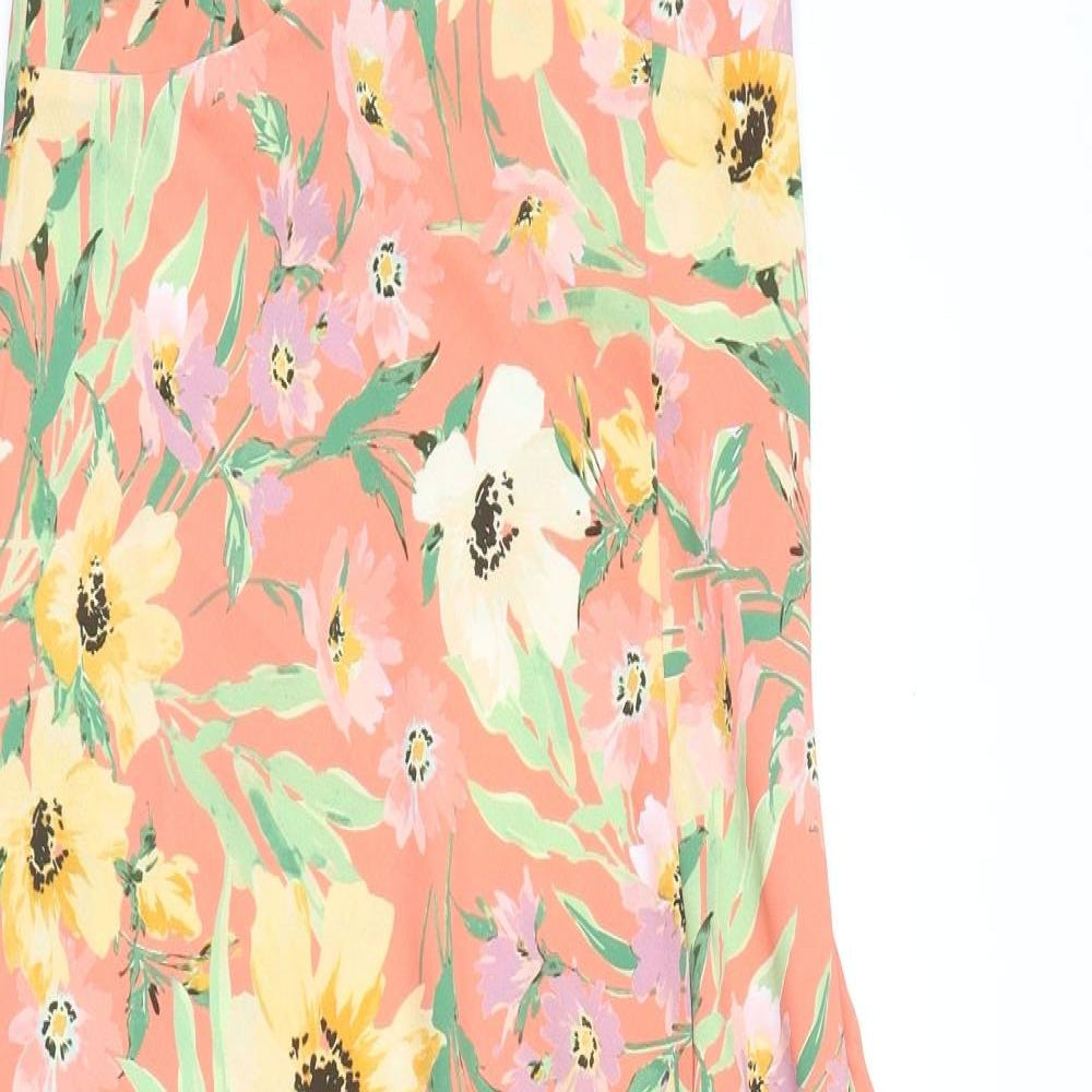 New Look Womens Orange Floral  Fit & Flare  Size 10