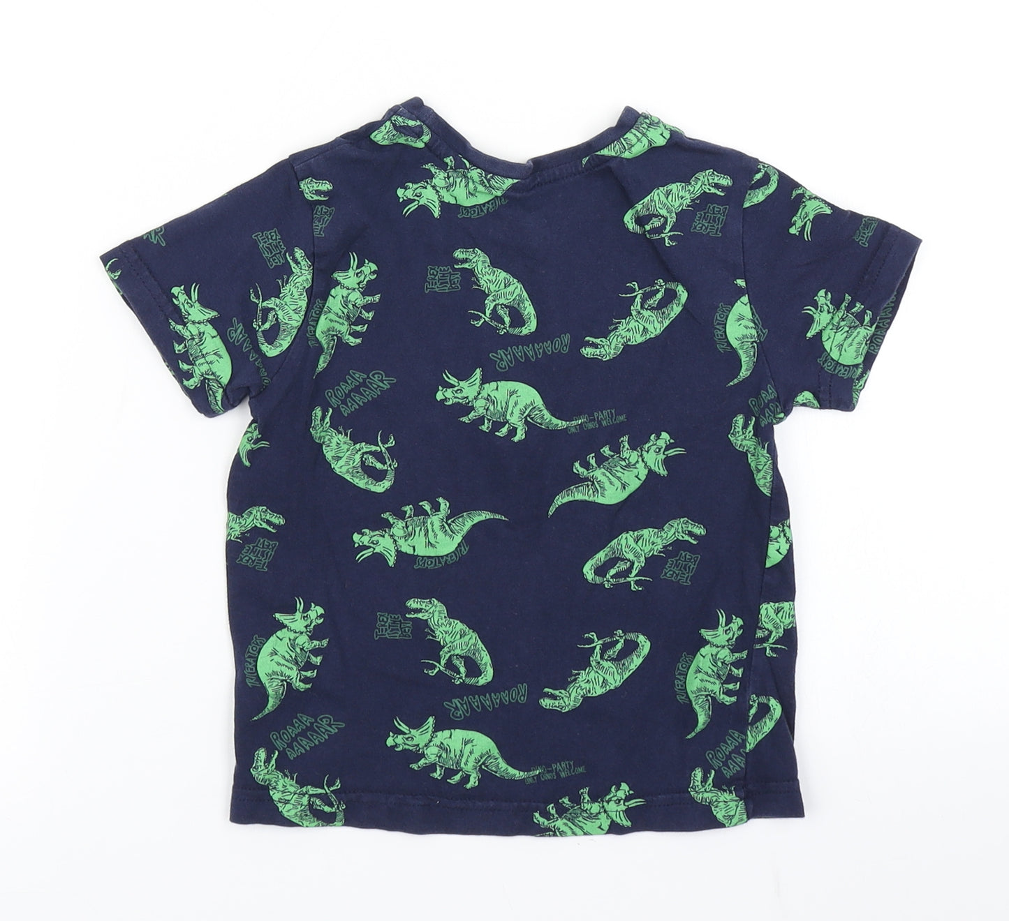 Primark Boys Blue   Basic T-Shirt Size 2-3 Years  - Dinosaur Print