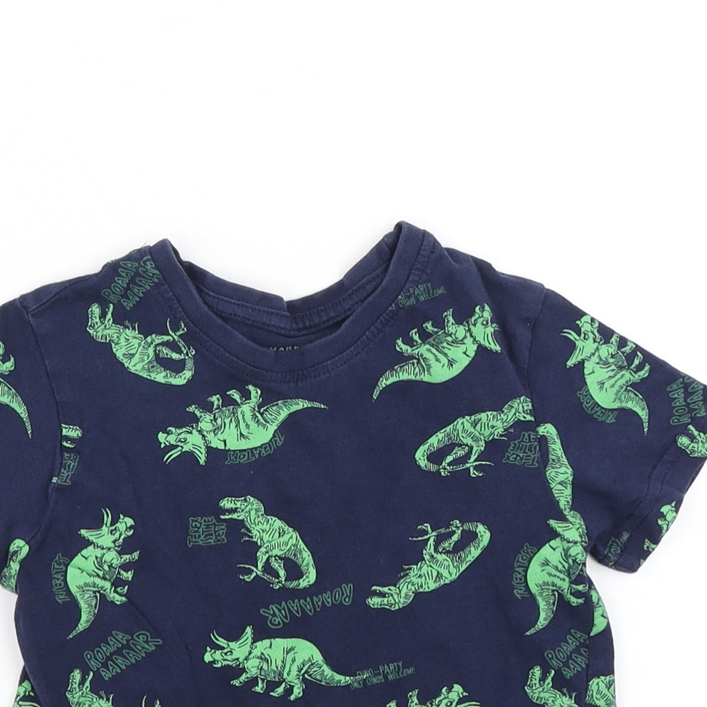 Primark Boys Blue   Basic T-Shirt Size 2-3 Years  - Dinosaur Print