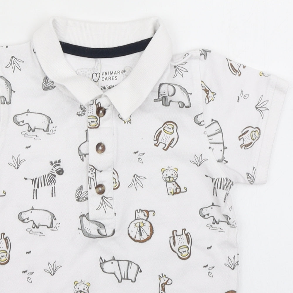 Primark Boys White Spotted  Basic Polo Size 2-3 Years