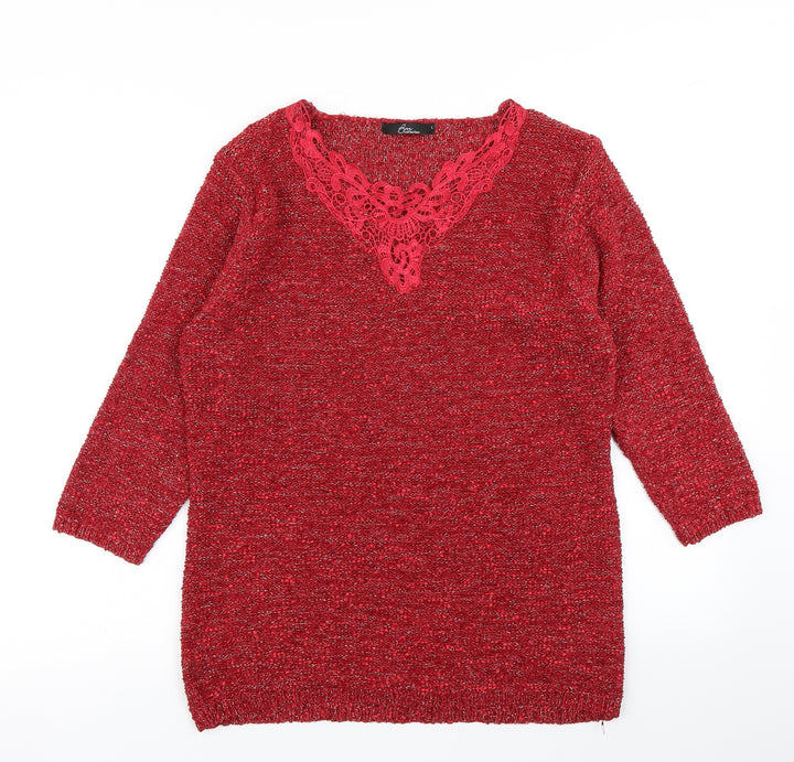 BM Womens Red  Knit Pullover Jumper Size L