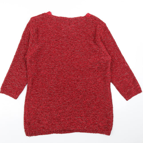 BM Womens Red  Knit Pullover Jumper Size L