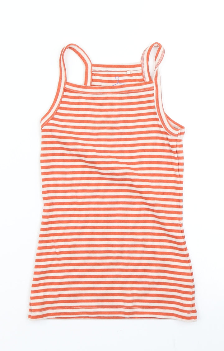 NEXT Girls Orange Striped Basic Tank Size 9 Years