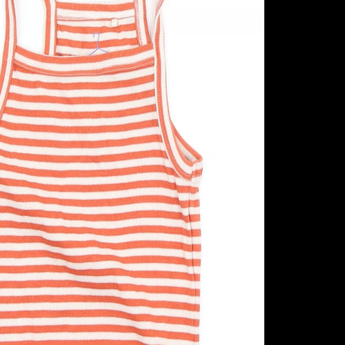NEXT Girls Orange Striped  Basic Tank Size 9 Years