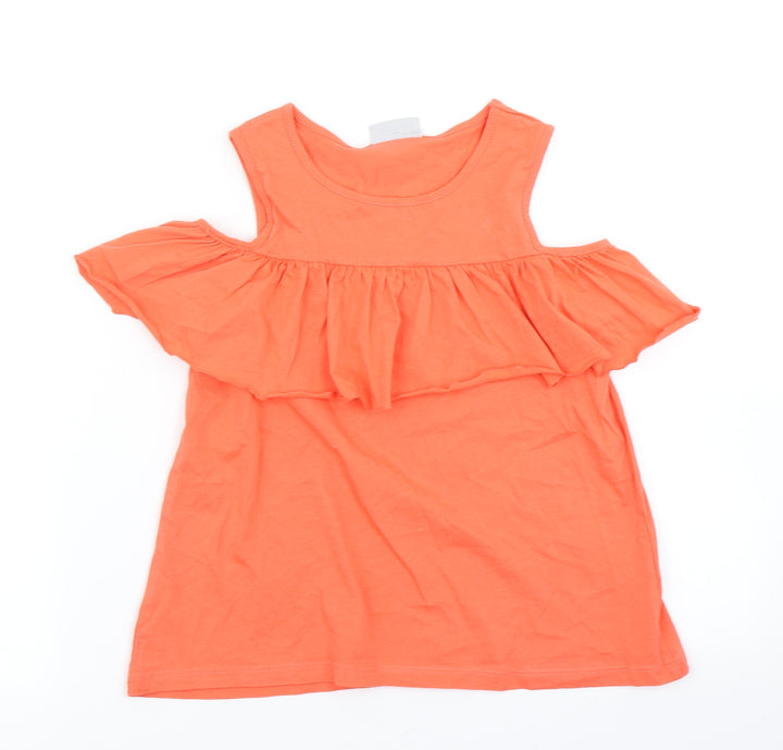 Matalan Girls Orange   Basic T-Shirt Size 9 Years  - Cold Shoulder