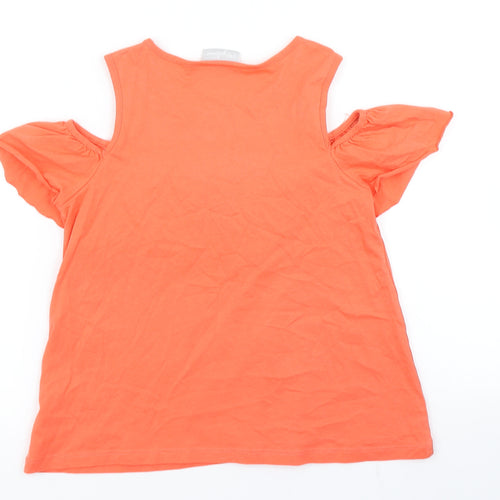 Matalan Girls Orange   Basic T-Shirt Size 9 Years  - Cold Shoulder
