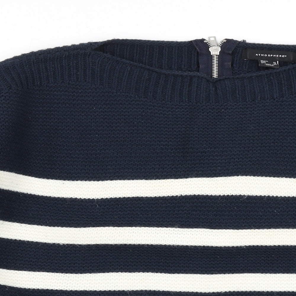 Atmosphere Womens Blue Striped Knit Pullover Jumper Size 14