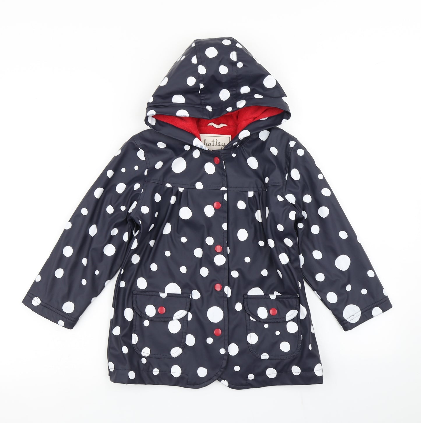 Hatley Girls Blue Polka Dot  Rain Coat Jacket Size 5 Years