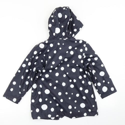Hatley Girls Blue Polka Dot  Rain Coat Jacket Size 5 Years
