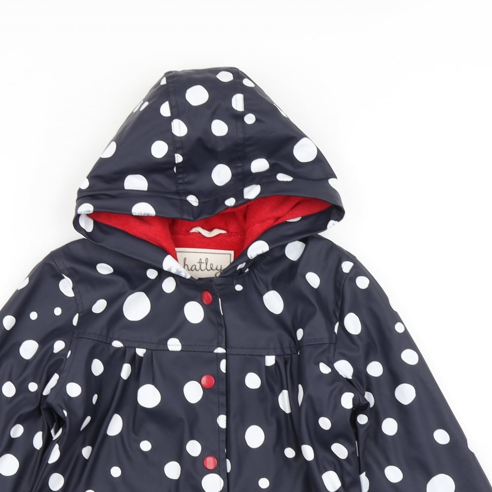 Hatley Girls Blue Polka Dot  Rain Coat Jacket Size 5 Years