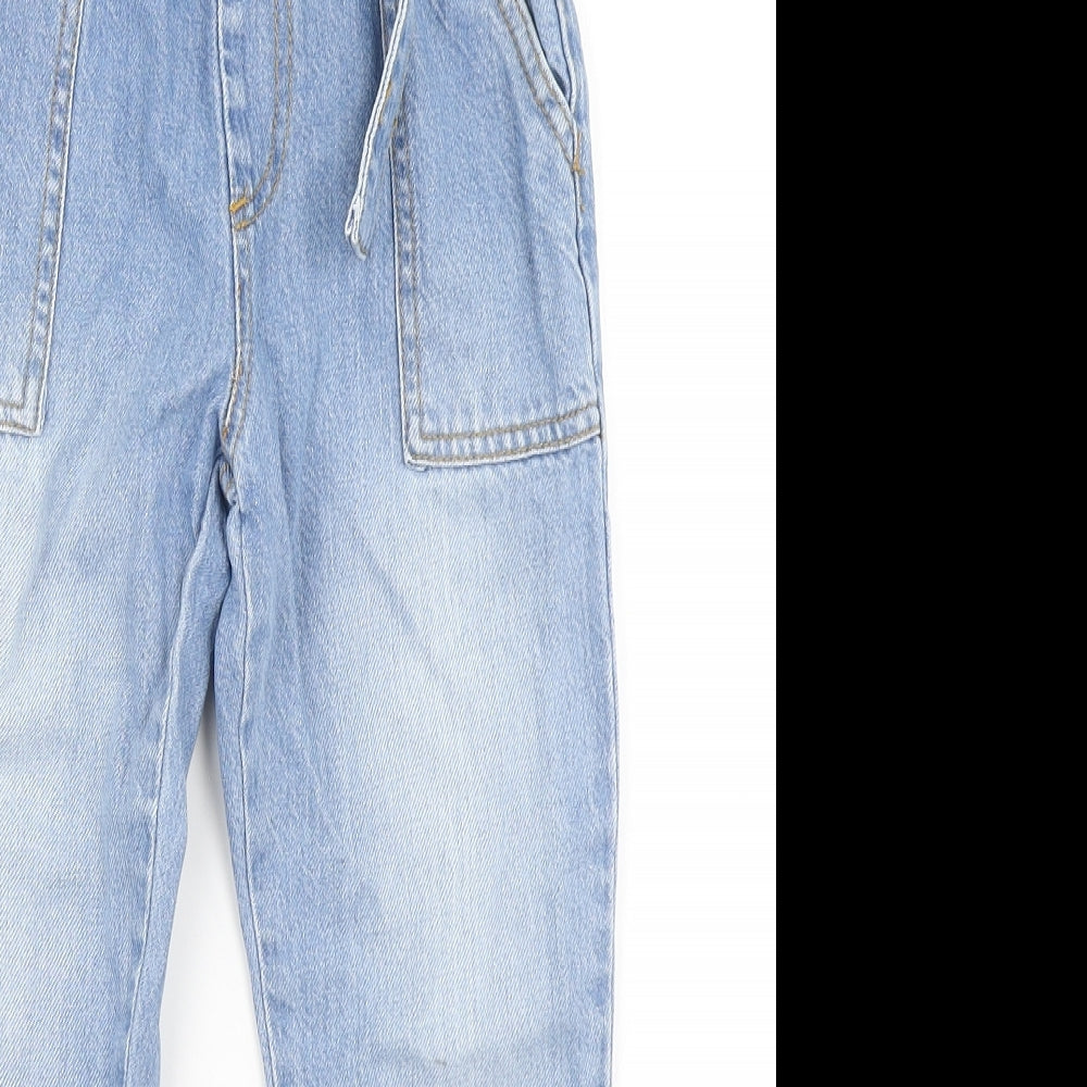 River Island Girls Blue  Denim Straight Jeans Size 6 Years - Paperbag Waist