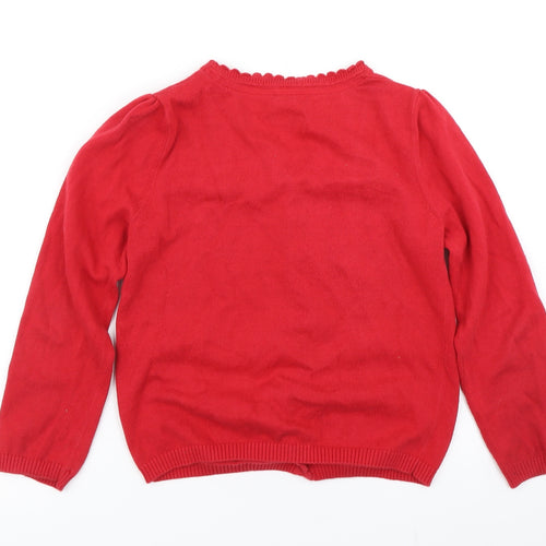 TU Girls Red  Knit Cardigan Jumper Size 7 Years