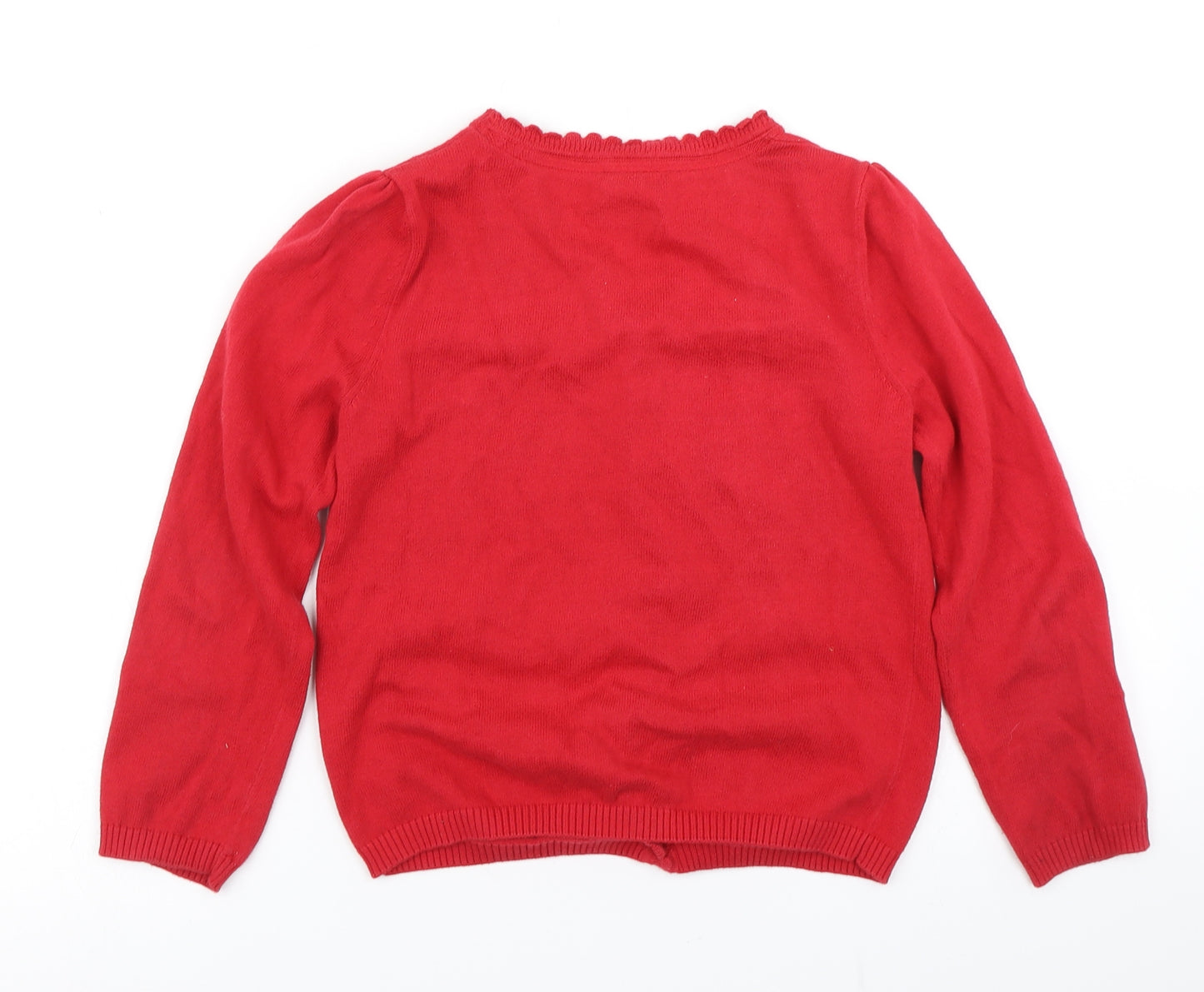 TU Girls Red  Knit Cardigan Jumper Size 7 Years