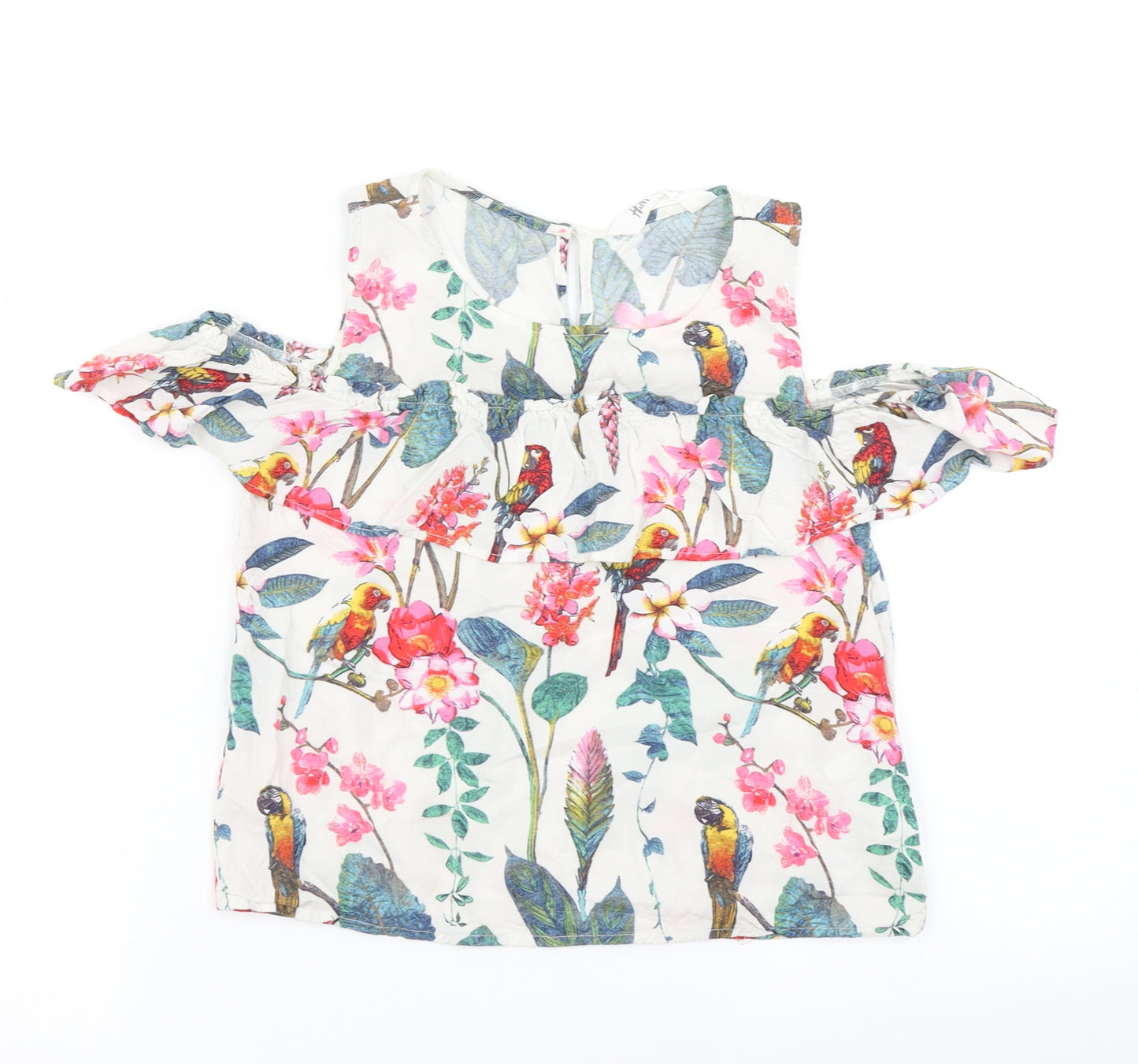 H&M Girls White Floral  Wrap Blouse Size 9-10 Years  - Cold shoulder
