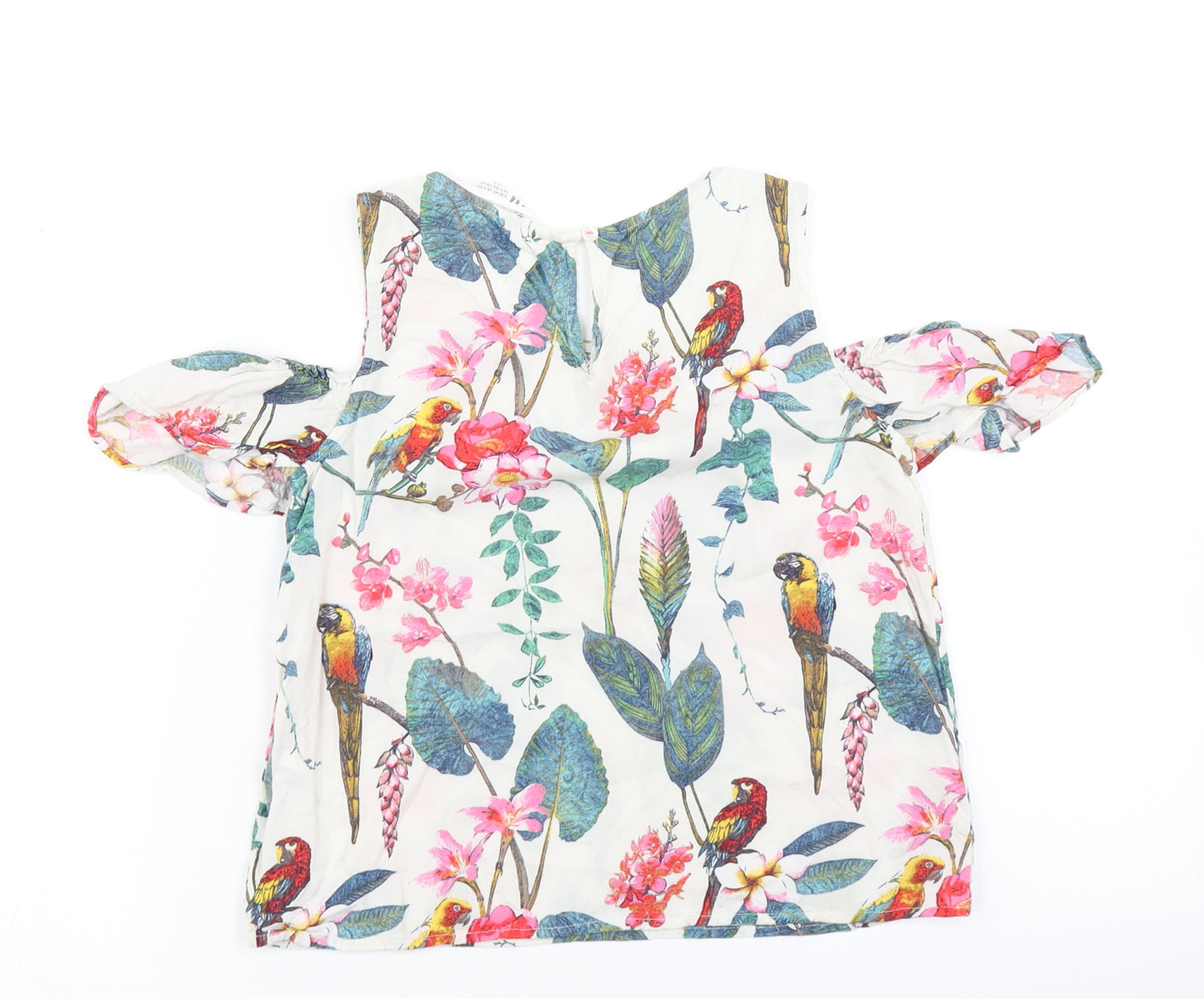 H&M Girls White Floral  Wrap Blouse Size 9-10 Years  - Cold shoulder