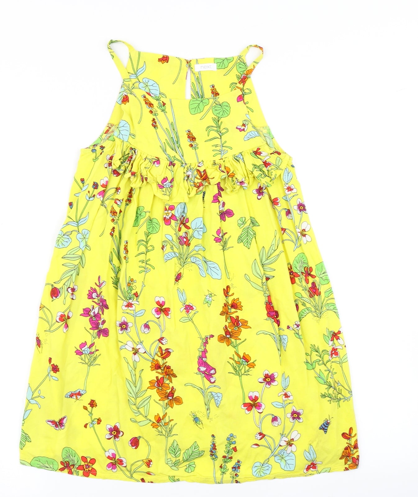 NEXT Girls Yellow Floral  A-Line  Size 8 Years