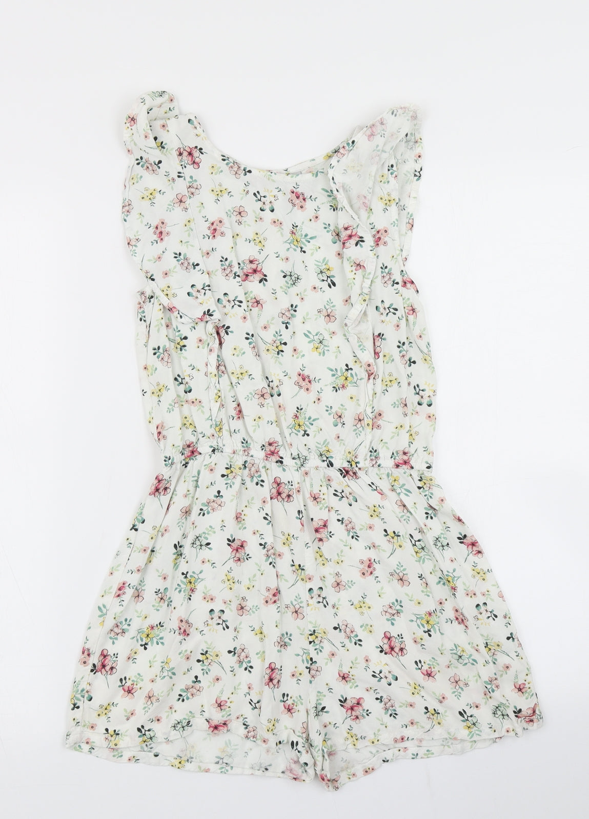 TU Girls White Floral  Playsuit One-Piece Size 11 Years