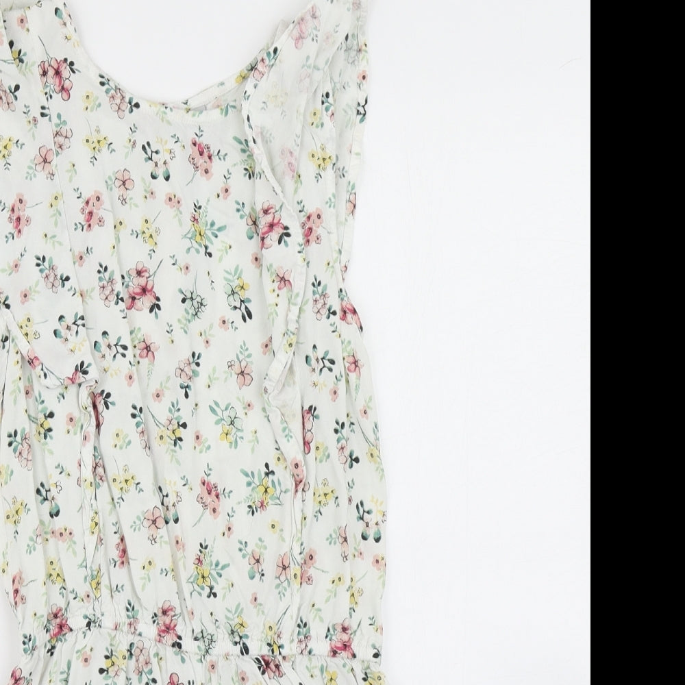 TU Girls White Floral  Playsuit One-Piece Size 11 Years