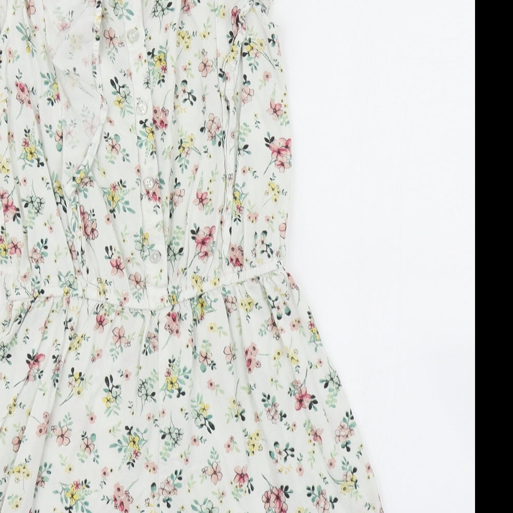 TU Girls White Floral  Playsuit One-Piece Size 11 Years
