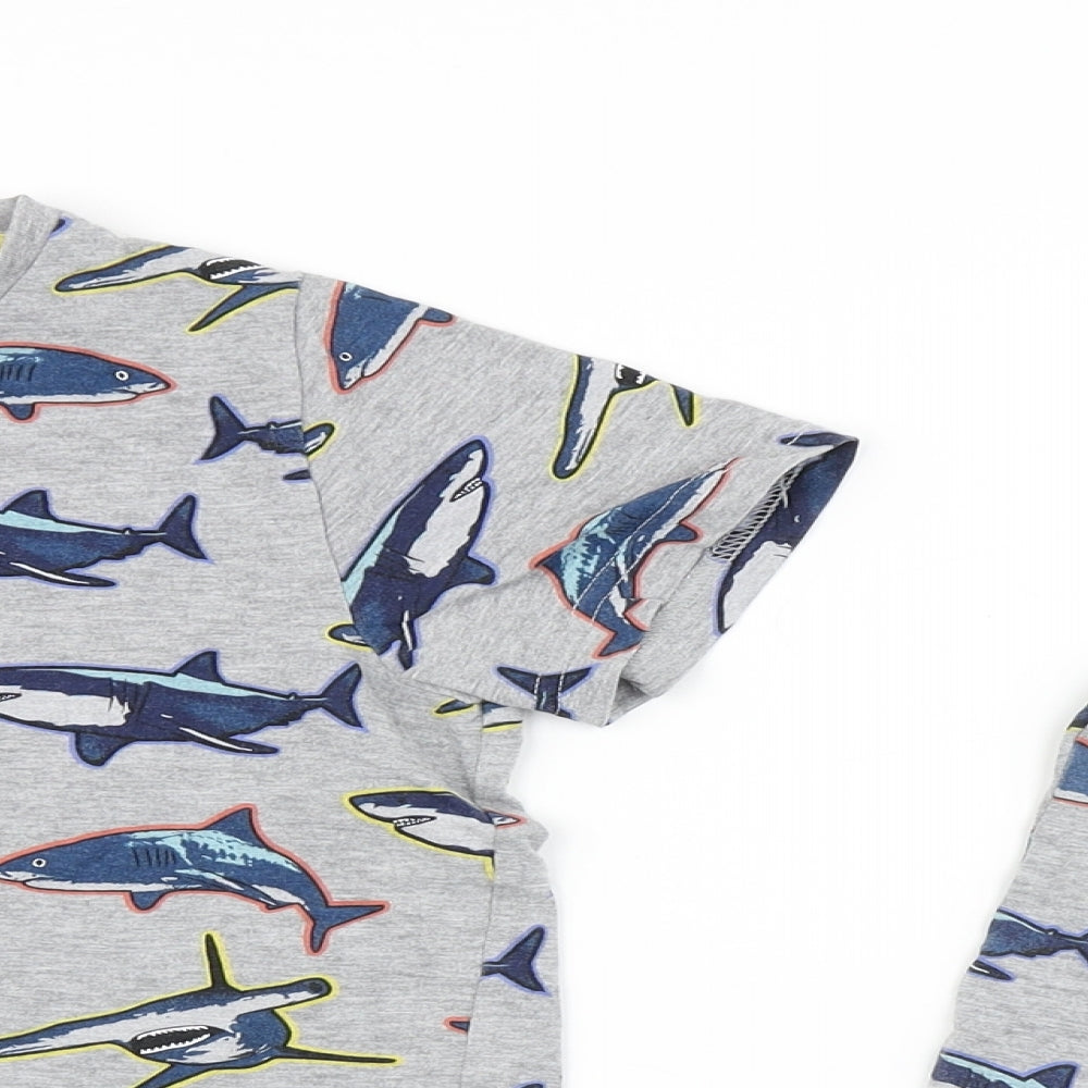M&S Boys Grey Spotted   Pyjama Set Size 9-10 Years  - Shark Print