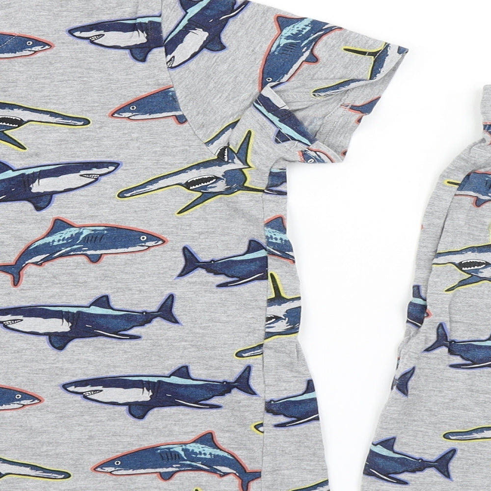 M&S Boys Grey Spotted   Pyjama Set Size 9-10 Years  - Shark Print
