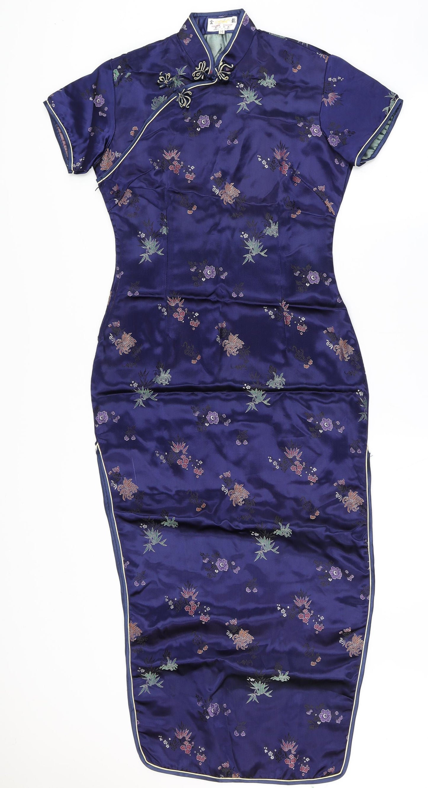 Golden Dragon Womens Blue Floral  Maxi  Size M