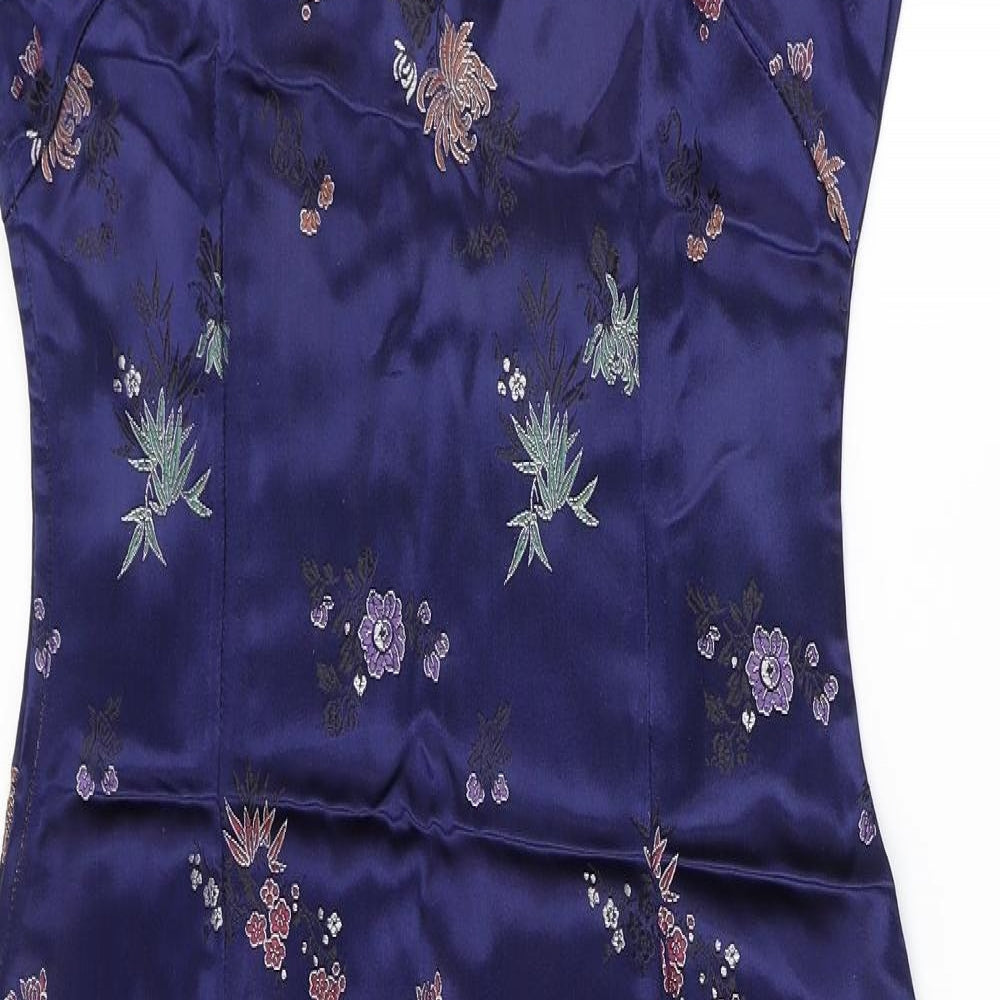Golden Dragon Womens Blue Floral  Maxi  Size M