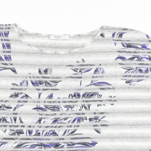 Nutmeg Womens Grey Striped  Basic T-Shirt Size 20