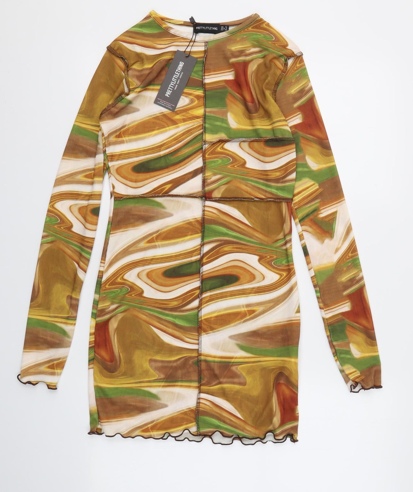 PRETTY LITTLE THING  Womens Multicoloured Geometric  Fit & Flare  Size 10