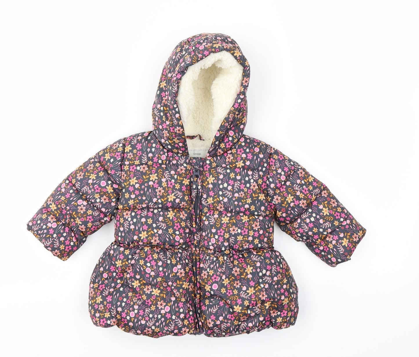 George Girls Multicoloured Geometric  Basic Coat Coat Size 3-6 Months