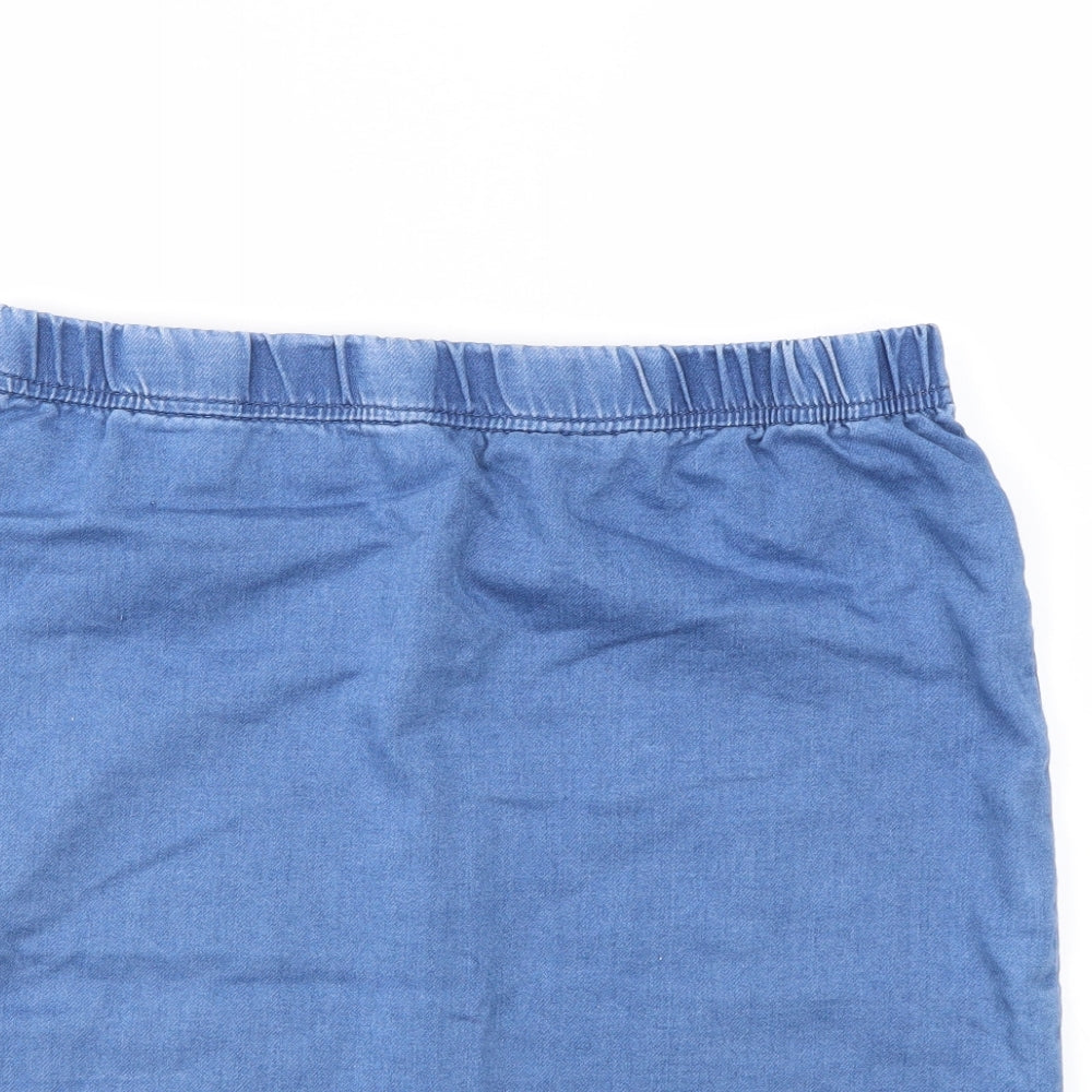 Selected Womens Blue   A-Line Skirt Size L  - STRECHY WAISTBAND