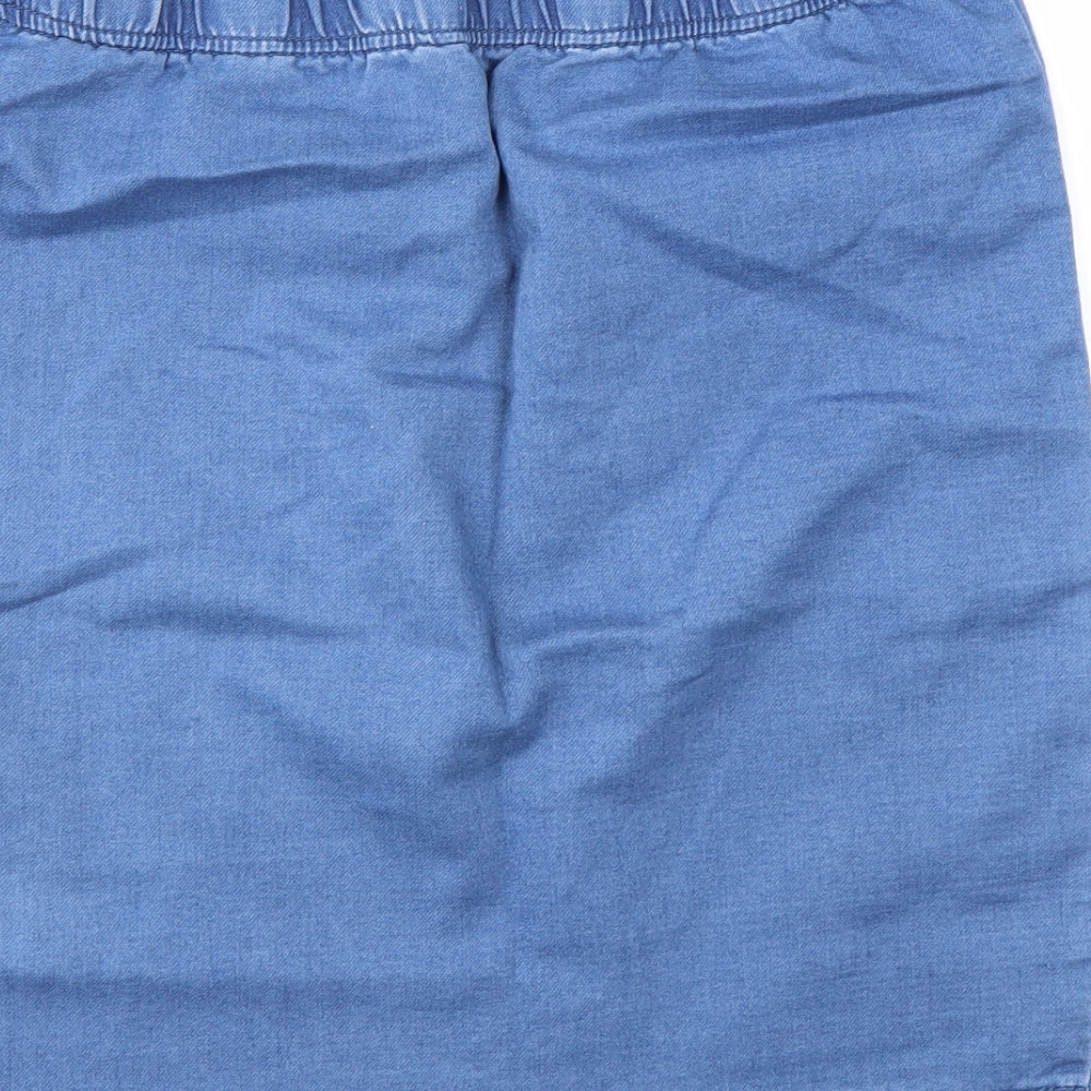 Selected Womens Blue   A-Line Skirt Size L  - STRECHY WAISTBAND