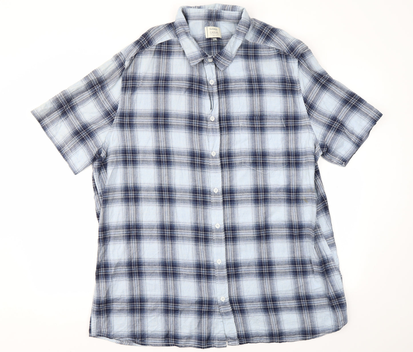 GEORGE  Mens Blue Check   T-Shirt Size 2XL