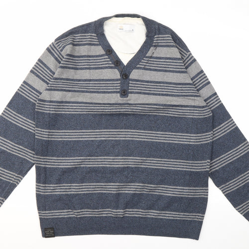 NEXT Mens Blue Striped  Pullover Jumper Size XL