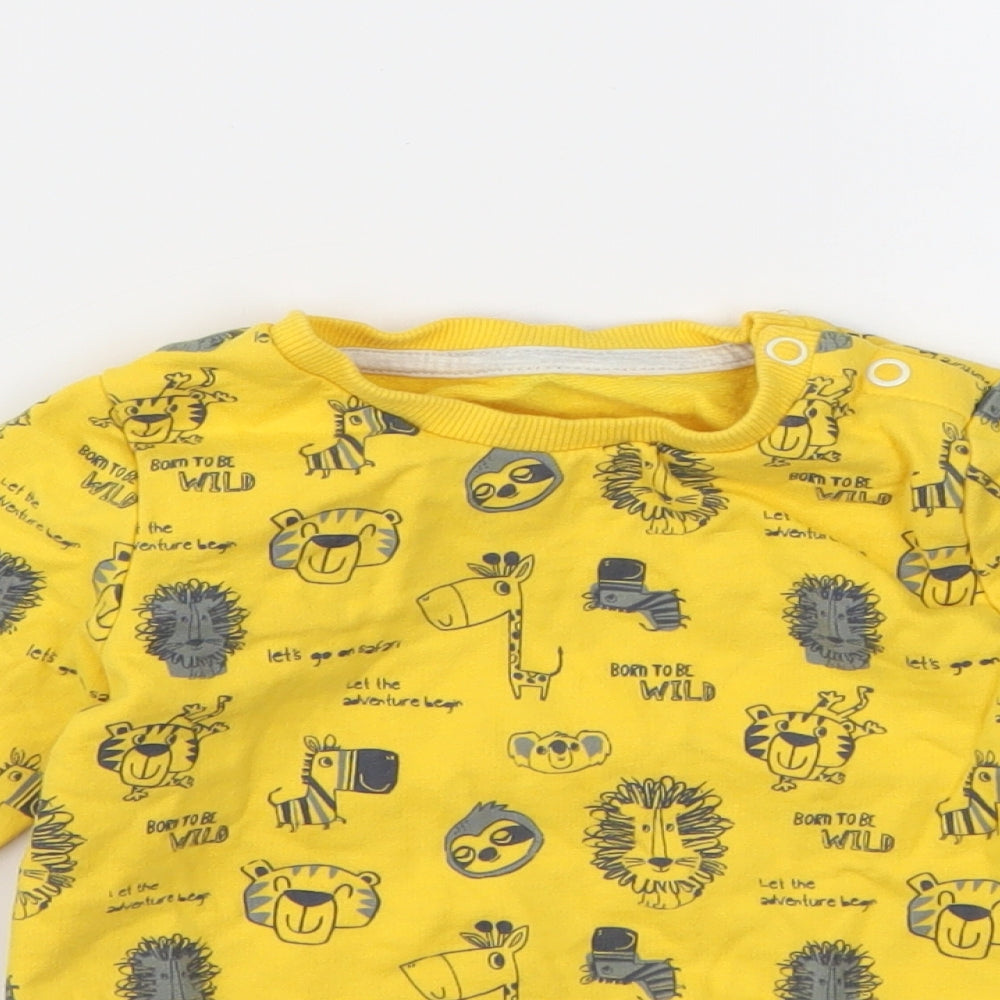 PEP&CO  Baby Yellow Animal Print  Pullover Jumper Size 18-24 Months