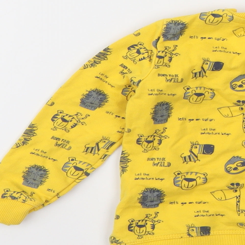 PEP&CO  Baby Yellow Animal Print  Pullover Jumper Size 18-24 Months
