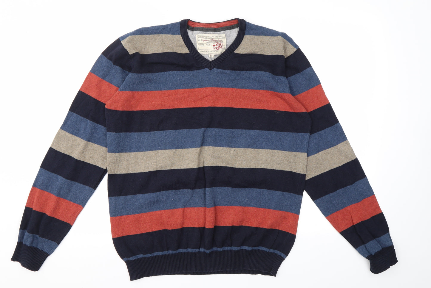 SAND STONE  Mens Multicoloured Striped  Pullover Sweatshirt Size M