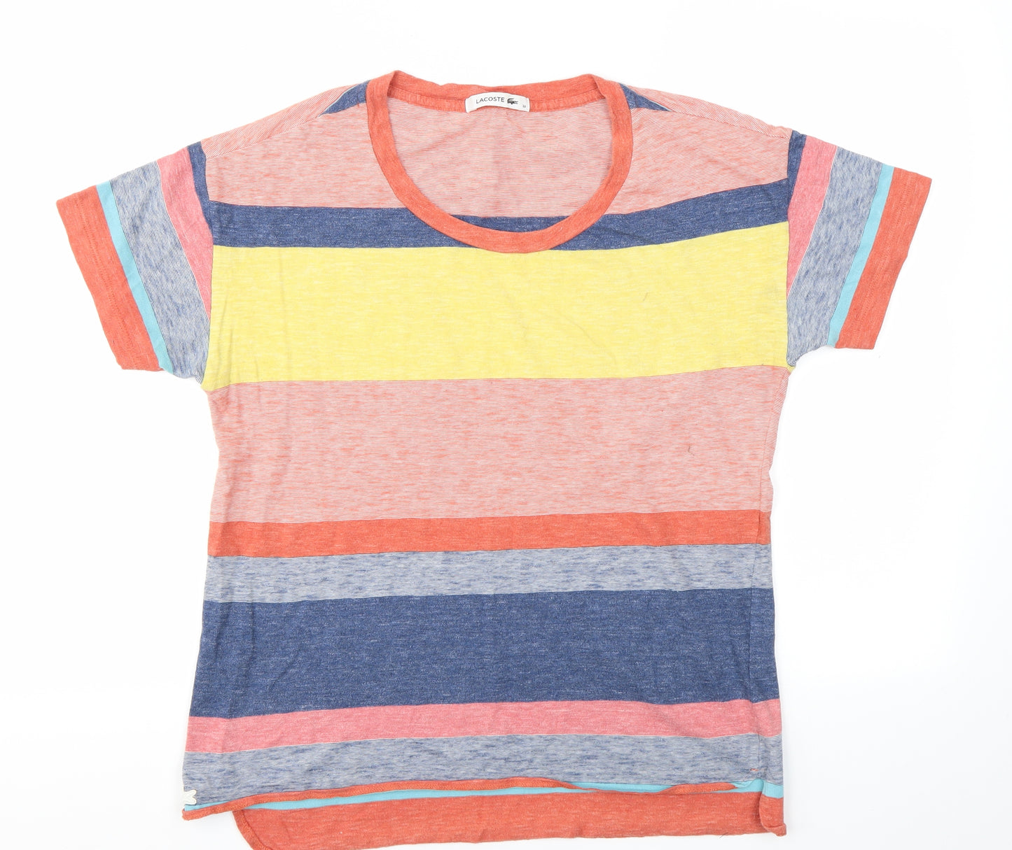 LACOSTE  Mens Multicoloured Striped   T-Shirt Size M