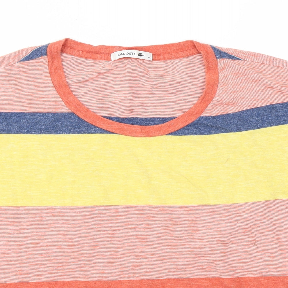 LACOSTE  Mens Multicoloured Striped   T-Shirt Size M
