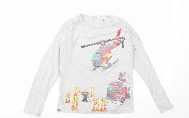 H&M Boys Grey Geometric  Basic T-Shirt Size 9 Years